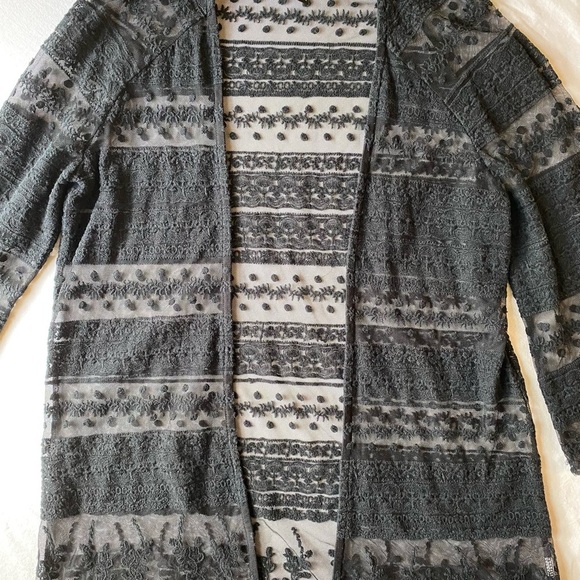 Forever 21 Black Sheer Boho Lace Cardigan Size Medium - Picture 2 of 10